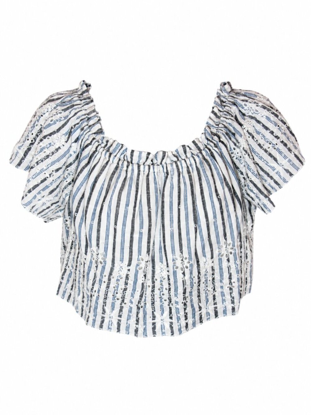 NWT LoveShackFancy 100% Cotton Striped Eyelet Crop Top | Medium